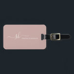 Modern Monogram Elegant Calligraphy Personalised Luggage Tag<br><div class="desc">Modern personal monogram business card holder with trendy script calligraphy and minimalist typography design. This is the ivory / blush version.</div>