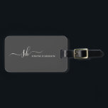 Modern Monogram Elegant Calligraphy Personalised Luggage Tag<br><div class="desc">Modern personal monogram business card holder with trendy script calligraphy and minimalist typography design. This is the ivory / charcoal grey version.</div>