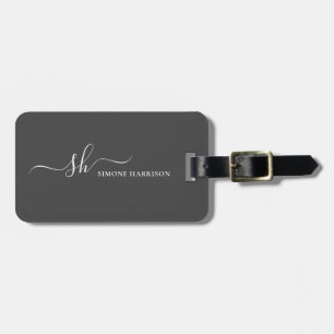 Modern Monogram Elegant Calligraphy Personalised Luggage Tag