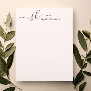 Modern Monogram Elegant Calligraphy Personalized Custom Letterhead