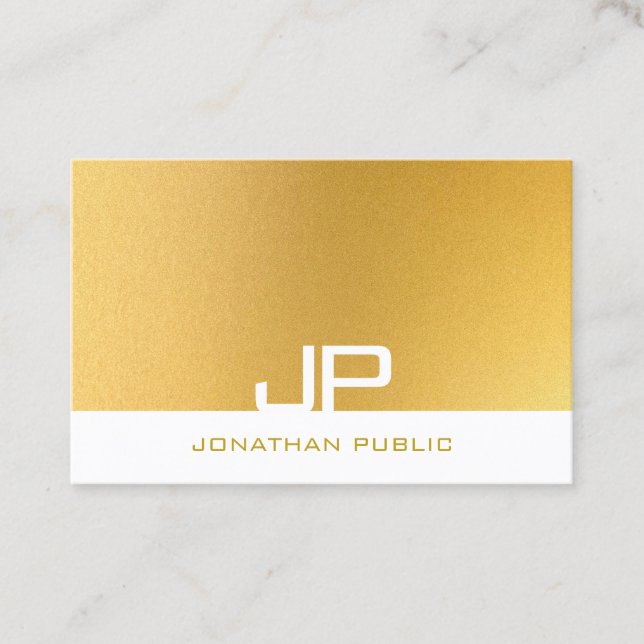 Modern Monogram Elegant Gold Template Trendy Business Card (Front)