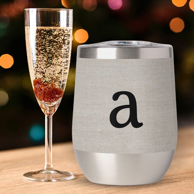 Modern Monogram Elegant Linen Look Initial Name (Creator Uploaded)