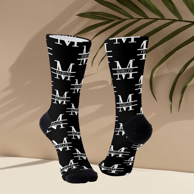 Modern Monogram Elegant Personalised Designer  Socks (Creator Uploaded)