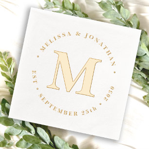 Modern Monogram Elegant Personalised Wedding Gold Foil Napkins