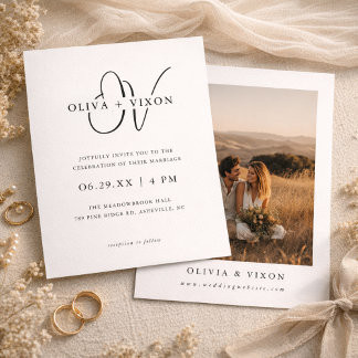 Modern Monogram Elegant Photo Wedding Invitation