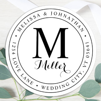 Modern Monogram Elegant Return Address Label