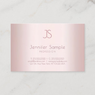 Modern Monogram Elegant Rose Gold Color Minimalist Business Card