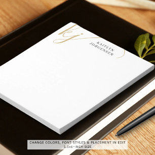 Modern Monogram Elegant Script Initials Black Notepad