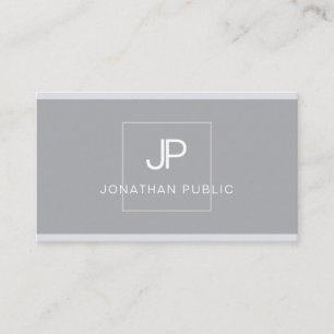 Modern Monogram Elegant Simple Grey Professional Business Card