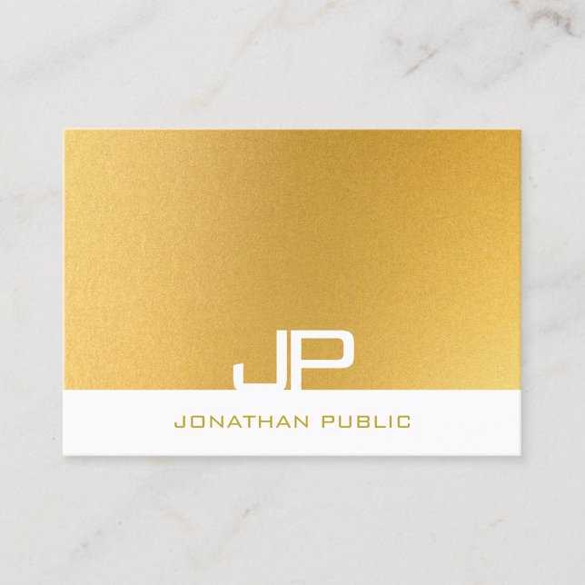 Modern Monogram Elegant Template Trendy Gold Business Card (Front)