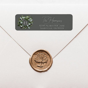 Modern Monogram Eucalyptus Wreath   Grey