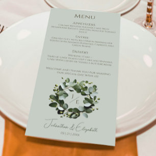 Modern Monogram Eucalyptus Wreath   Sage Green Menu
