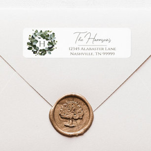 Modern Monogram Eucalyptus Wreath White