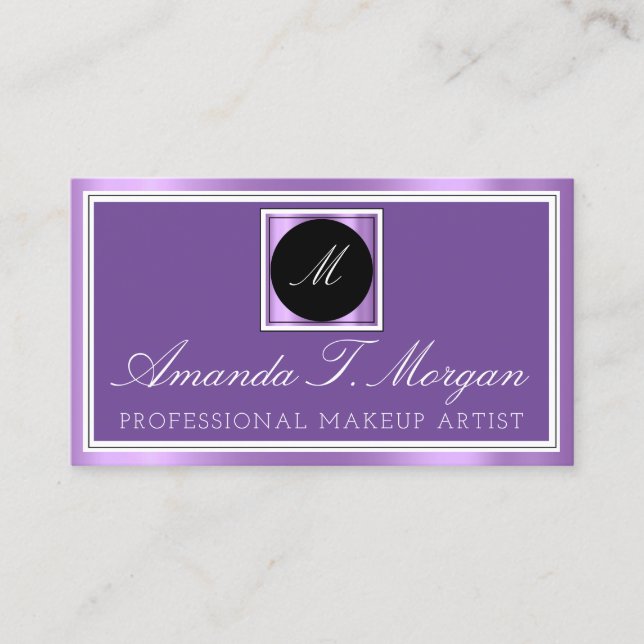 Modern Monogram Event Planner Framed Purple VIP Business Card (Front)