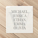 Modern Monogram Family Names Personalised Stone Coaster<br><div class="desc">Create your own personalised family stone coasters featuring your custom monogram and names.</div>