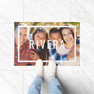 Modern Monogram Family Photo Doormat