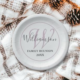 Modern Monogram Family Reunion Paper Plate