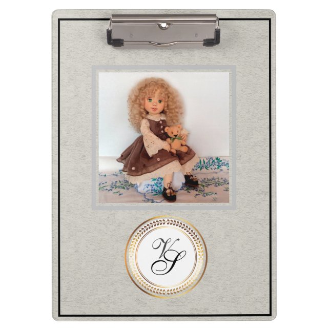 Modern Monogram Fashionable Doll Clipboard (Front)