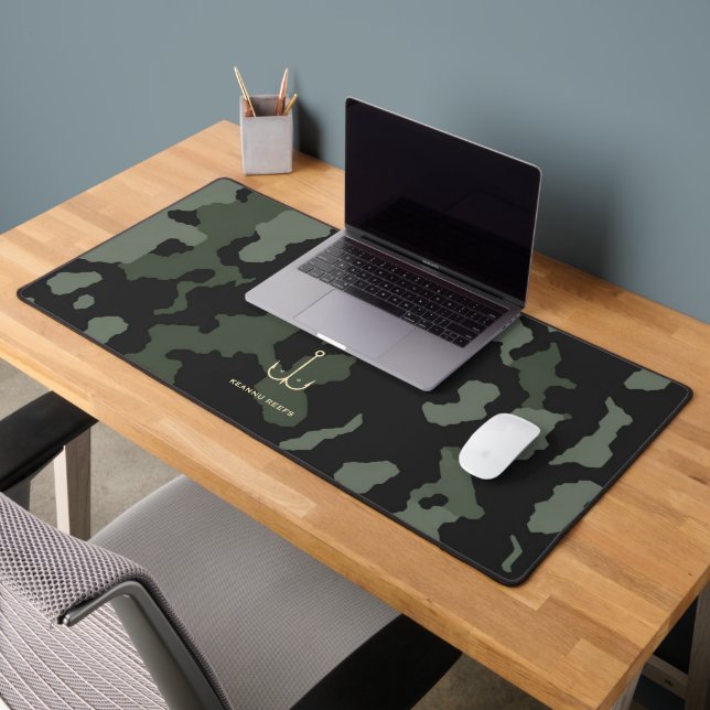 Modern Monogram Fisherman Camouflage Desk Mat (Office 2)