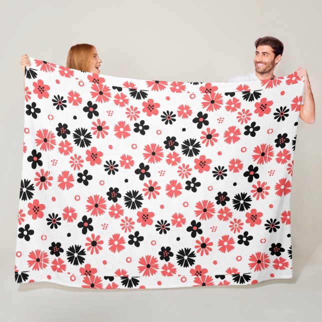 Modern Monogram Floral  Pattern Fleece Blanket (In Situ)