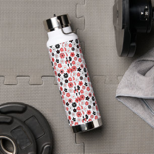 Modern  Monogram   Floral Pattern Water Bottle