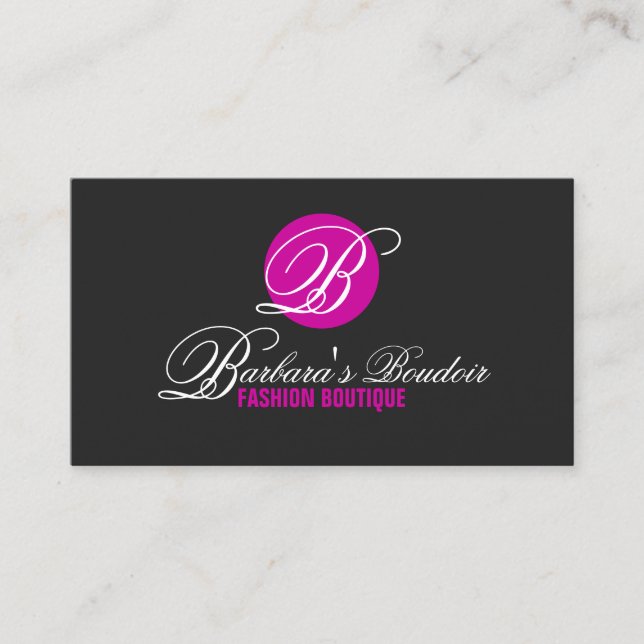 Modern Monogram Fuchsia Business Card (Front)