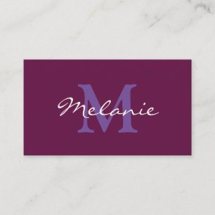 Modern Monogram Fuchsia Pink and Lilac Purple Business Card