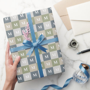 Modern monogram geometric colour block wrapping paper