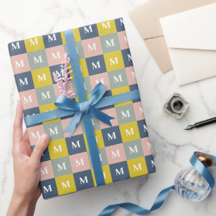 Modern monogram geometric colour block wrapping paper