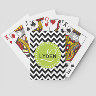 Modern monogram gift black chevron playing cards