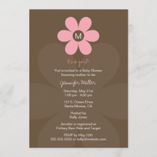 Modern Monogram Girl Baby Shower Invitation