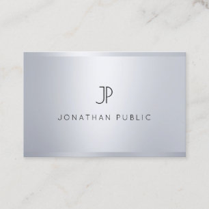 Modern Monogram Glamourous Silver Template Cool Business Card