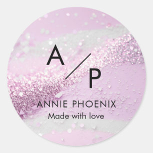 Modern Monogram Glitter  Classic Round Sticker