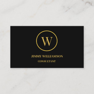 Modern Monogram Gold Black Business Business Card