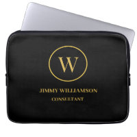 Modern Monogram Gold Black Business