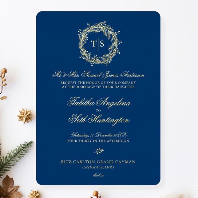 Modern Monogram Gold Blue Wedding (Creator Uploaded)