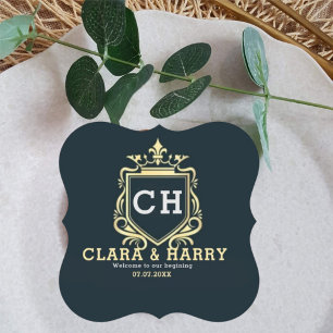  Modern monogram gold calligraphy wedding  Paper Coaster