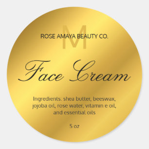 Modern Monogram Gold Gradient Beauty Spa Cosmetic Classic Round Sticker