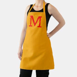 Modern Monogram Golden Yellow and Red Chef's Apron