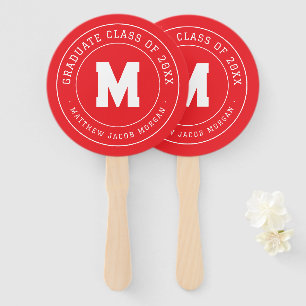 Modern Monogram Graduate Class of 20XX Custom Hand Fan