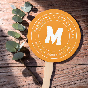 Modern Monogram Graduate Class of 20XX Custom Hand Fan
