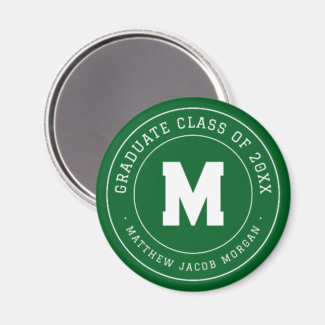 Modern Monogram Graduate Class of 20XX Custom Magnet (Front/Back)