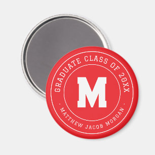 Modern Monogram Graduate Class of 20XX Custom Magnet
