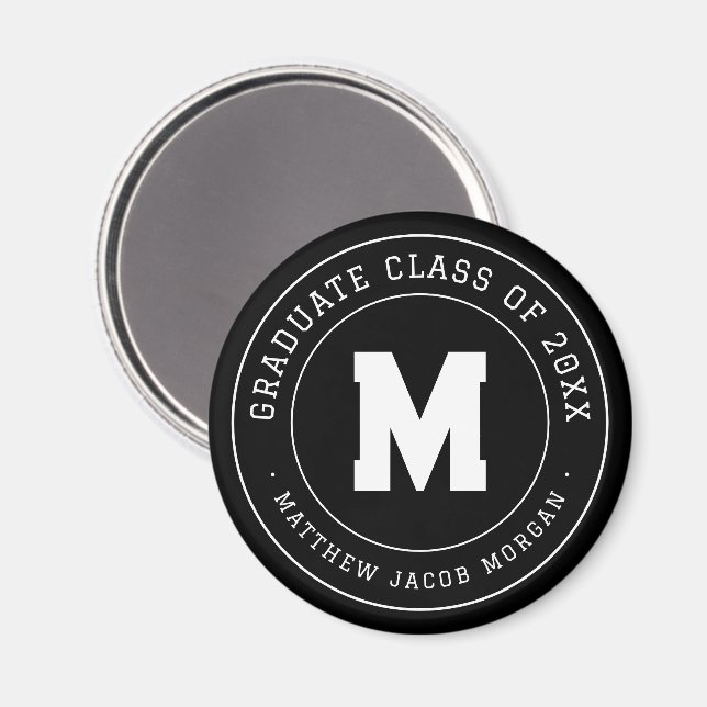 Modern Monogram Graduate Class of 20XX Custom Magnet (Front/Back)