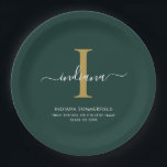 Modern Monogram Graduation 2026 Party Minimalist Paper Plate<br><div class="desc">Graduation 2026 Monogram Script Initial Name Grad Party paper plates. Edit and customize with your own name,  initial,  school name and class by clicking the "Personalize" button.</div>