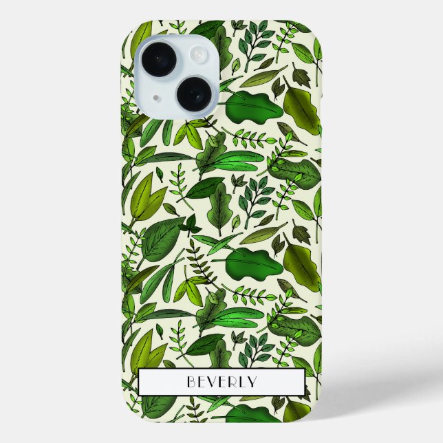 Modern Monogram Green Botanical Case-Mate iPhone Case (Back)