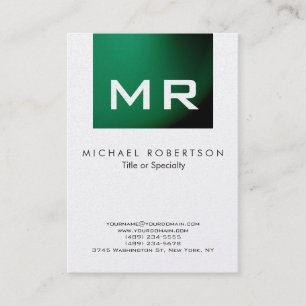 Modern Monogram Green Business Card