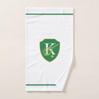 Modern Monogram Green Crest Tennis Hand Towel