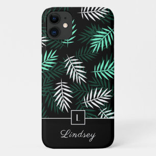Modern Monogram Green Leaves Pattern  Case-Mate iPhone Case