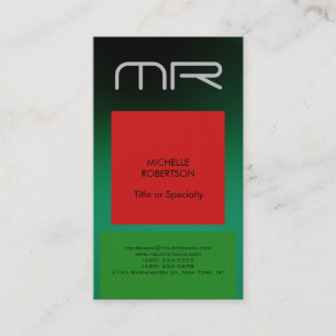 Modern Monogram Green Red Professional Business Card